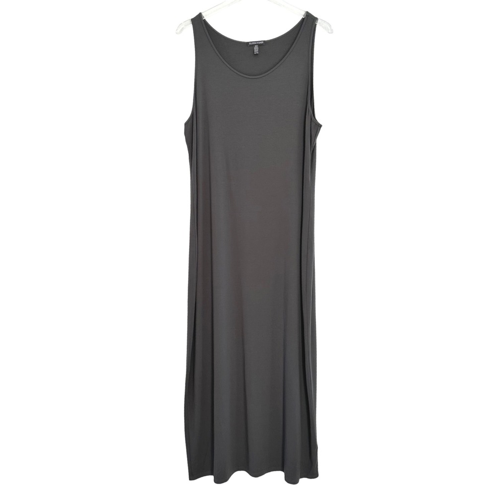 Eileen Fisher Maxi Jersey Dress Women XL Gray Minimalist Lagenlook Quiet Luxury